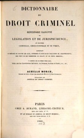 Dictionnaire du droit criminel