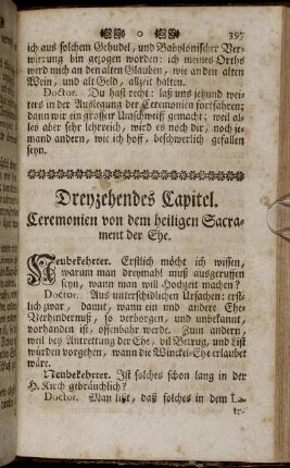 Dreyzehendes Capitel. Ceremonien von dem heiligen Sacrament der Ehe.