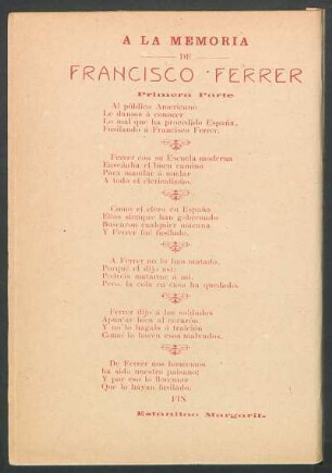 A la memoria de Francisco Ferrer - Primera parte