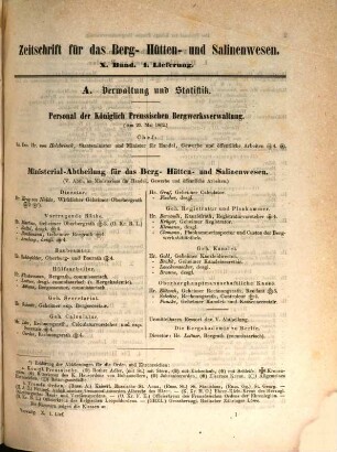 Zeitschrift für das Berg-, Hütten- und Salinenwesen im Deutschen Reich. 10. 1862