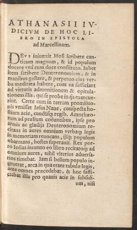 Athanasii Iudicium De Hoc Libro In Epistola ad Marcellinum.