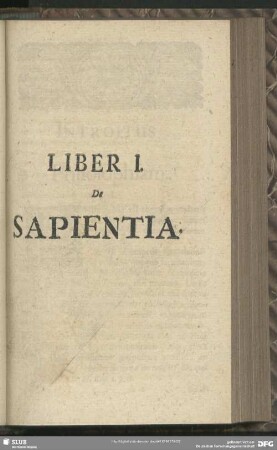 Liber I. De Sapientia