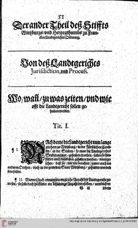 Der ander Theil: Von deß Landtgerichts Jurisdiction und Process.