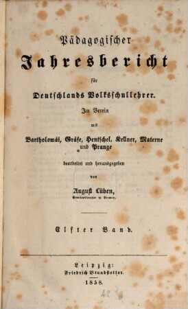 Pädagogischer Jahresbericht : von .... 11, 11. 1858
