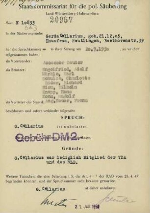 Cellarius, Gerda
