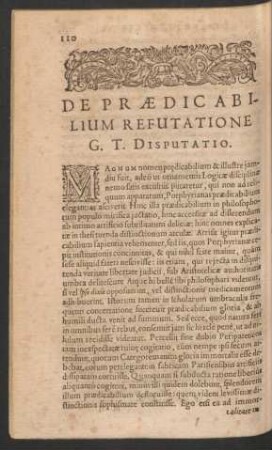 De Praedicabilium Refutatione G. T. Disputatio.