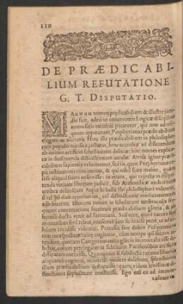 De Praedicabilium Refutatione G. T. Disputatio.
