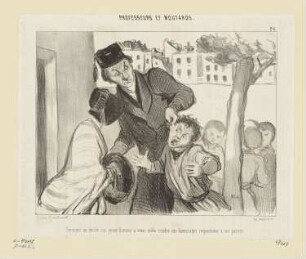 Comment on décide un jeune homme à venir..., Blatt 26 der Folge „Professeurs et Moutards“, in: „Le Charivari“, Paris 1846