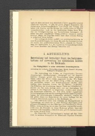 I. Abtheilung. Entwicklung und dermaliger Stand des Instrumentariums ...