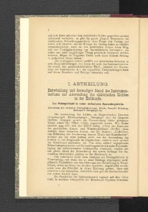 I. Abtheilung. Entwicklung und dermaliger Stand des Instrumentariums ...