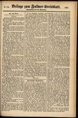 Zweite Ausgabe vom Donnerstag, den 28. September 1899.