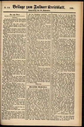 Zweite Ausgabe vom Donnerstag, den 28. September 1899.