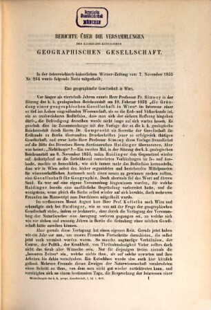 Mitteilungen der Geographischen Gesellschaft Wien. 1, 1. 1857