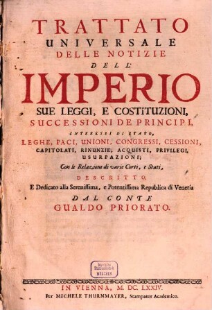 Trattato universale delle notizie dell'Imperio