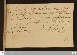 Brief von August Hermann Francke an Daniel Christian Francke.