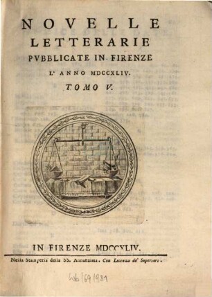 Novelle letterarie, pubblicate in Firenze. 5. 1744