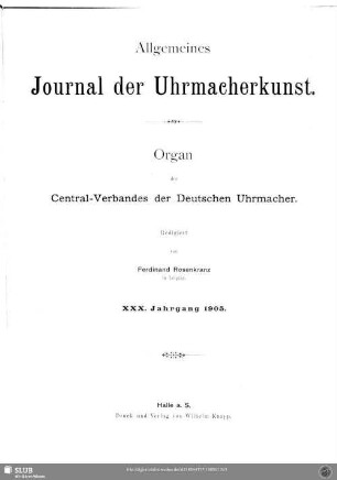 29.1905: Allgemeines Journal der Uhrmacherkunst