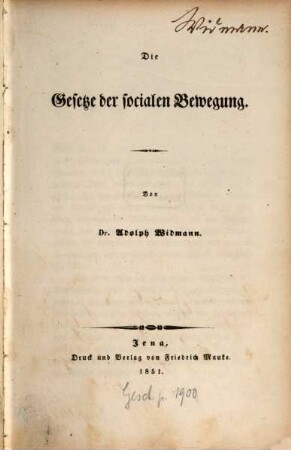 Die Gesetze der socialen Bewegung