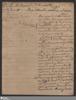 3b(5): Briefentwurf Schlegels an A. Humboldt; dat. Bonn, 02.06.1843.