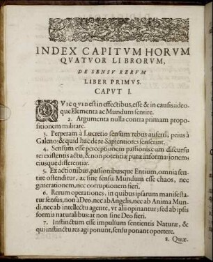 Index Capitum Horum Quatuor Librorum.