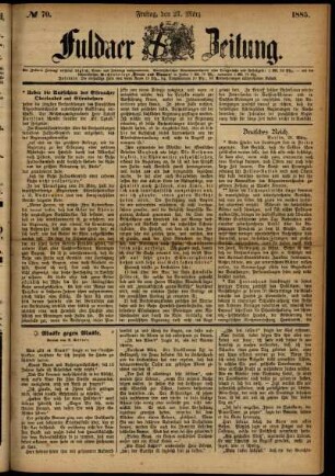 Ausgabe vom Freitag, den 27. März 1885.