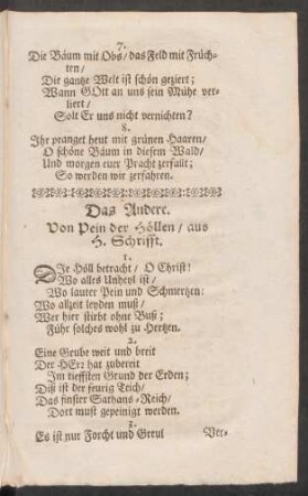 Das Andere. : Von Pein der Höllen/ aus H. Schrifft.