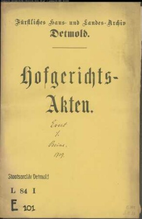 Evert, Baltzer, Stallknecht gegen Franz Beine zu Jerxen - Schuldforderung