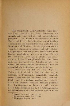 Beiträge zur Kenntniss des symmetrischen und unsymmetrischen Aethylmetadimethylbenzols