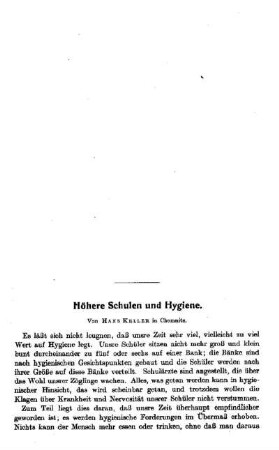 Höhere Schulen und Hygiene