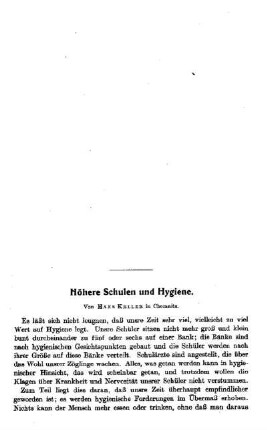 Höhere Schulen und Hygiene