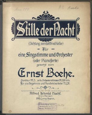 Stille der Nacht : für eine Singstimme und Orchester (oder Pianoforte)