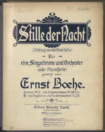 Stille der Nacht : für eine Singstimme und Orchester (oder Pianoforte)