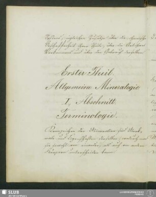 I., Abschnitt. Terminologie