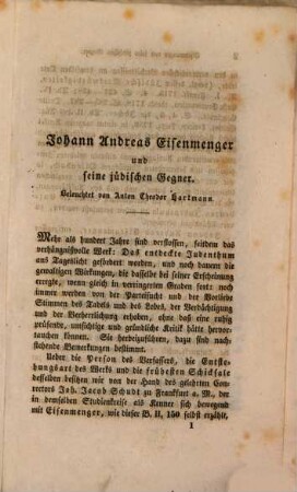 Johann Andreas Eisenmenger und seine jüdischen Gegner ...