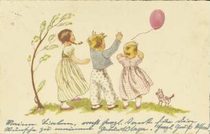 [Spielende Kinder mit Luftballon]
