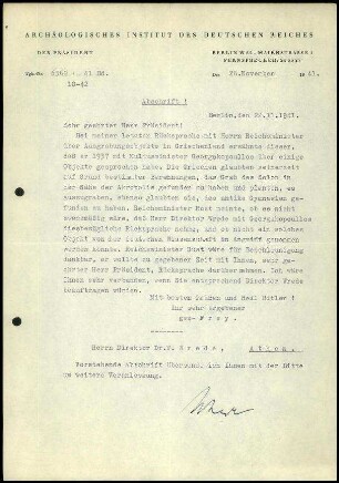 M. Schede an W. Wrede