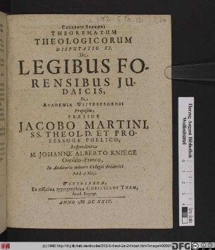 De Legibus Forensibus Judaicis