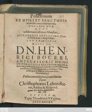 Positionum Ex Utili Et Fructuosa ususfructus materia decerptarum, Decades Duae