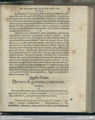 Quaestio Prima. De vero & genuino vontroversiae statu