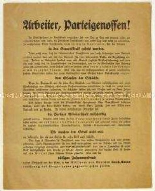 Aufruf der SPD gegen den Generalstreik im Ruhrgebiet
