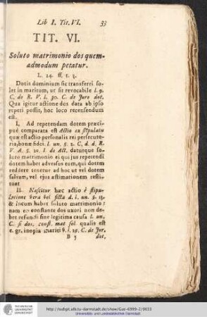 LIB. I. TIT. VI. Soluto matrimonio dos quem-admodum patatur