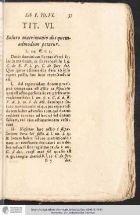 LIB. I. TIT. VI. Soluto matrimonio dos quem-admodum patatur