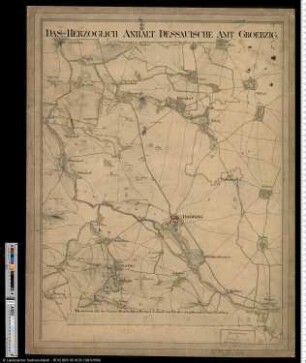 Topographische Karte vom herzoglichen Anhalt-Dessauischen Amt Gröbzig