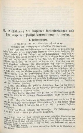 B. Aufführung der einzelnen Uebertretungen und der einzelnen Polizei-Verwaltungs- [et]c. zweige