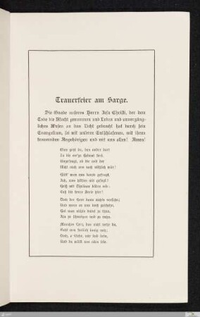 Trauerfeier am Sarge