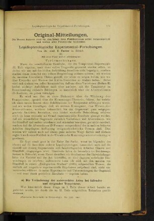 Lepidopterologische Experimental-Forschungen.