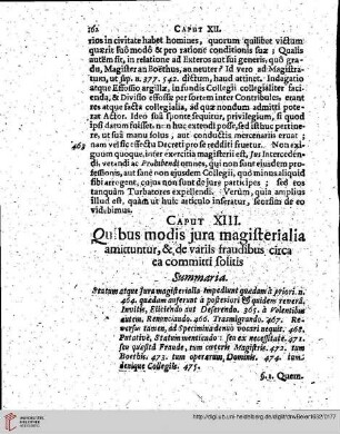 Cap. XIII Quibus modis jura magisterialia amittuntur & varils fraudibus circa ea committi folitis
