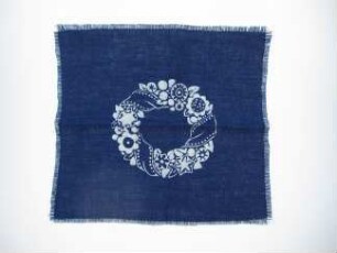 Blaudruck / Deckchen mit Kranzmotiv, Entwurf Martha Vogeler