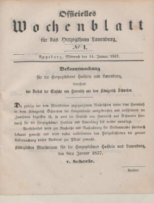 14. Januar-26. December 1857 = No. 1-31