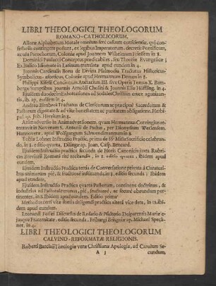 Libri Theologici Theologorum Romano-Catholicorum.